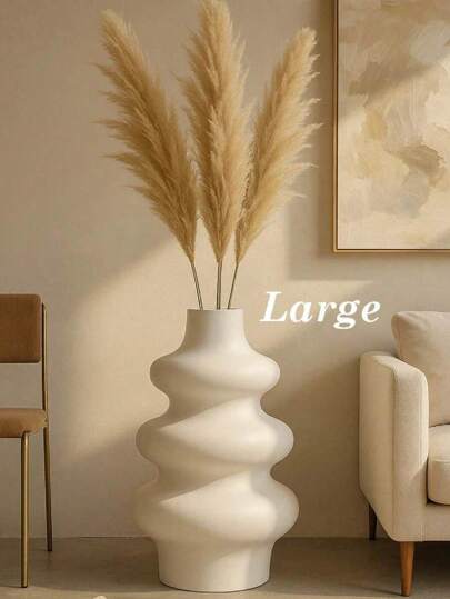 1pc Moderne Wit Wave Resin Vase, Multi Minimalist Dried Flowers, Makeup Brush Storage Or Entryway Accent, Sculptural Aesthetic Home, Idea Qixi, Back To School Fall Refresh Home Room Flower Vase Glass view 2