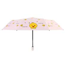 Ombrello automatico completamente per donne, uso doppio per sole e pioggia, antivento, design carino a cartone animato per studenti, ombrello leggero e pieghevole in stile fresco con protezione solare