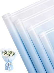 20pcs Blue Ombre Wrapping Paper, Waterproof Bouquet Wrapping Paper, Floral Craft DIY Packaging Paper, Suitable For Weddings, Birthday Gifts - Blue Gradient - View 5