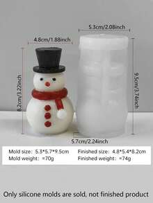 1pc Snowman, Christmas Tree, Santa Claus Candle Mold, DIY Silicone Snowman Candle Mold For Candle, Wax Melt, Plaster, Soap, Resin Crafts, Christmas Snowman Design, Home Decor, Holiday Gift, Art Supplies - White - View 13
