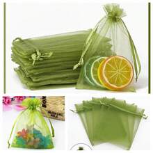 50/100个礼品包装袋，橄榄绿色欧根纱糖果袋，绿色包装袋，餐具，万圣节圣诞节家居用品，节日婚礼派对礼品包装，节庆活动及派对用品，礼品袋糖果袋，旅行收纳包装袋，节日礼品袋，水果防虫袋，圣诞节情人节