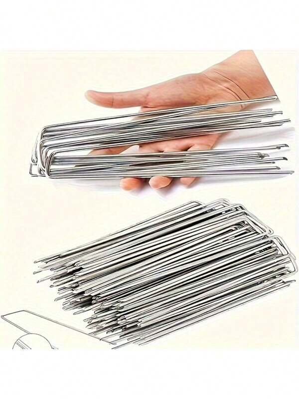 20/50pcs Galvanized Steel Outdoor Turf Ground Nails, U-Shaped Ground Nails, Anti-Grass Cloth Garden Ground Nails, Insert Soil Fence U-Shaped Fixer