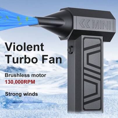Powerful Mini Turbo Fan , Type-C Charging Turbo Jet Fan Car Blowing Snow 130000 RPM Cleaning Blower Tool 4 Gears Adjustable Portable Electric Air Duster