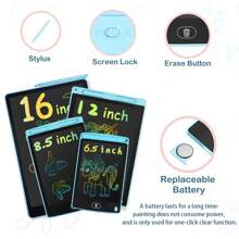 RSP 1pc 16/12/8.5/6.5 Inch LCD Color Drawing Tablet, Writing Pad, With Stylus, Montessori Educational Tool, Erasable Board, Birthday, Christmas, Halloween, Easter Gift