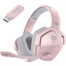 NUBWO G06 Dual Wireless Gaming Headset With Microphone For PlayStation5, PlayS4, PC - 23ms Low Latency Audio - 100-Hour Of Playtime - 50mm Drivers (Black-Orange) For Apple Phone, IPad, Laptops, For IOS, Android Users, Gifts For Family, Friends, Kids, Birthday, Spring, Boyfriends, Girlfriends, Holiday, Easter For Human-Computer Dialogue College Entrance Examination English Oral Listening And Speaking Test Headset Wired With Microphone Online - Pink - 粉色 - 查看 1