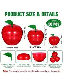 Large Plastic Apple Containers, Plastic Apple Container End Of School Treat Boxes Candy Holder Teacher Gifts Bobbing Apples Candy Jar, Red Apple Containers Bobbing Teacher Candy Cookie Jars Toy For Gift Party Wedding Christmas Party - Nhiều màu - Xem 2