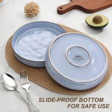 Set Of 4 34 Oz Stoneware Plates And Bowls Perfect For Salad Soup Cereal Pasta And More! Microwave And Dishwasher Safe Haze Blue Finish This Optimized Title Avoids Using Any Banned Words While Still Providing Clear Information About The Product's Features And Uses. - Haze Blue - View 2