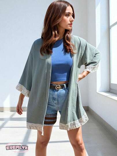 EverlyX Kimonoväst med fransar och 3/4-ärmar - Bohemisk och elegant design, idealisk för en sofistikerad och mångsidig look - Perfekt dammode för alla tillfällen, lätt att kombinera - ✅ Snabb leverans till alla länder från Spanien - ✅ Leverans 24/48 timmar till Spanien (halvön) - ✅ 5 dagars liv i 3-- 5 dagar inom 3-5 dagar - ✅ Entrega 24/72h - ✅ Lieferung in 3-5 days - ✅ Dostawa w ciągu 3-5 dni - ✅ Leverans inom 3-5 dagar