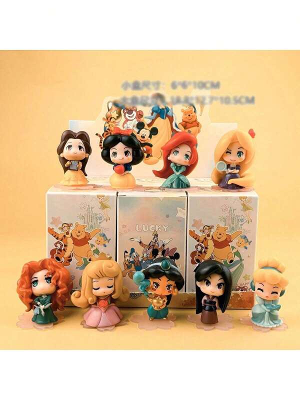 Disney 1pc Disney Desktop Decor Blindbox, Random Style - Snow White, Mermaid, Winnie The Pooh Character Figurines,School Supplies,Back To School