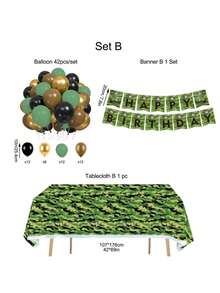 Army Party Decoration, Camo Birthday Party Decorations, Party Decorations, Army Birthday Party Decorations, Army Plastic Tablecloth, Camo Green And Brown Balloons, Camo Flag Pennant Banner, Millitary Party Accessories - Camouflage Party Set - View 8