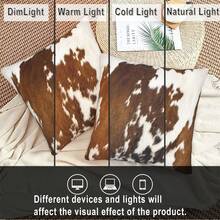 1pc/2pcs Peach Skin 45.72x45.72cm Cow Print Pillow Case, 2D Printed, Non-Fleece - Western Style, Zipper Closure, Hand Wash Only, Suitable For Home, Office, Bedroom, Living Room, Sofa Decoration - Brown - View 5