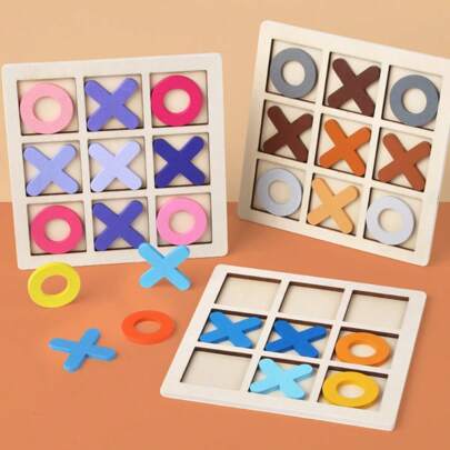 1pc 2025 New Arrival Wooden Tic Tac Toe Game, Party Interactive Noughts And Crosses 9-Grid Board Game, Birthday/Easter/Wedding Gift, Toys, Party Interactive Game