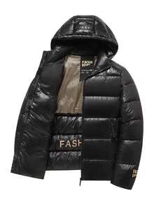 Jachetă casual cu glugă pentru bărbați, jachetă sport îngroșată pentru exterior, toamnă/iarnă - Negru - Vizualizare 3