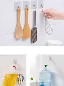 10 个粘性挂钩，强力粘墙钩，无损坏，无需钻孔，透明挂钩，适用于厨房 - 彩色 - 查看 9