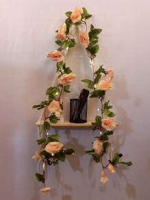 1 pieza Guirnalda de flores artificiales, guirnalda de flores artificiales de plástico modernas, 2M/78.47In, 20 luces LED de hadas, para decoración de fiestas, dormitorio, regalo, regalos de cumpleaños y graduación, decoración del hogar.