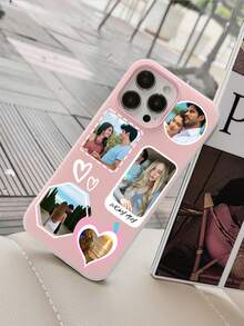 1 个个性化彩色果冻手机壳，适用于 16/16Promax/15/14/11Promax/Xr/7plus/13pro/12promax/11，幸运日涂鸦字母情侣/最好的朋友/家人礼物，多张照片拼贴简约可爱卡通保护套