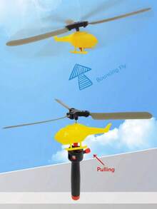 1sets Random Color Outdoor Pull Line Helicopter Toy Plane, Fly Small Plane, Teenager's Outdoor Games Sports Toys, Handle Pull Helicopter, New Year/Halloween/Christmas/ Birthday Gifts , Plastic Toy, Party Small Gift, Stress Relief Toy, Decompression Toy, Indoor/Outdoor Activity - View 5