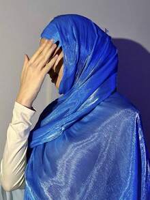 1 pieza Chal y envoltorio de satén crêpe arrugado de color liso y brillante, pañuelo largo suave y sedoso, diadema, bandana, cobertura de playa, accesorio musulmán para la vida diaria, viajes, bodas, fiestas, novias, festivales, oraciones y peregrinaciones