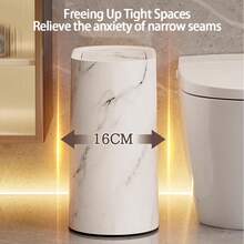 Narrow Wood Trash Can With Detachable Inner Bucket Adds Modern And Exquisite Atmosphere To Bathroom White 29.5*16*29CM - Wood Grain - 查看 3