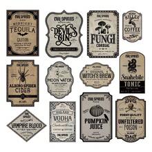 10 件万圣节可移除无粘性瓶贴，恐怖主题防水贴纸，适用于饮料杯、女巫、蝙蝠、南瓜装饰，可重复使用，即剥即贴派对用品