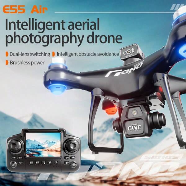 E55, Brushless, Drone, KY102, Equipped With Screen Remote Control, High-Definition Aerial Photography, Intelligent Obstacle Avoidance, Optical Flow Hovering, Quadcopter, Remote-Controlled Aircraft