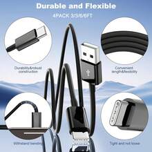 1PC/2pcs USB C Fast Charger Cable 1*USB A-To-C Data Cable /1*Type C-To-USB C Fast Charging Cable Is Compatible With Apple 16/15/15 Plus/15 Pro/15 Pro Max, Galaxy S24S23S2S22Note 20Ultra, Pad Pro 12.9 Air Mini Compatible With IPhone 16, 16 Pro Max, 15, 15 Plus, 15 Pro, 15 Pro Max,Compatible With Redmi, Compatible With OnePlus Nan MFi Certified - Multicolor - View 5