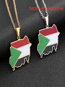 Elegante colgante de acero inoxidable con mapa de la República de y bandera, collar (sin)