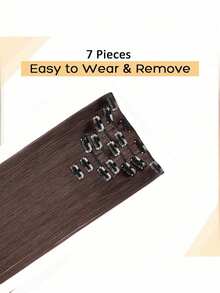 7pcs/Set 16" Clip-In Hair Extensions, Black Straight Hair, Natural Ombre, Heat Resistant Fiber, For Women - Multicolor - View 7