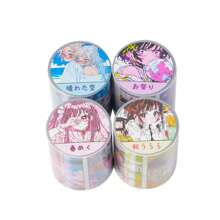 Pegatinas y cintas con estampado de grafiti de anime japonés, pegatinas decorativas de chicas de dibujos animados lindos para estudiantes, útiles escolares, vuelta al cole