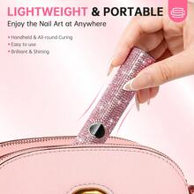 CHRISTINE SHELLY UV Light For Gel Nails, Handheld UV Nail Lamp, Portable LED Nail Lamp, Mini Nail Dryer, USB Nail Light For Fast Curing, Pink - 粉紅色鑽石 - 查看 7