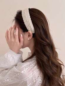 قطعة واحدة/قطعتان شريط رأس بطبعة زهرية بوهيمية عتيقة أنيقة حلوة مطرزة بالدانتيل والخرز الزائف واسع الحافة للبنات، قطعة رأس موضة للاستخدام اليومي والسفر والعطلات وتصوير الصور، شريط شعر من البوليستر - متعدد الألوان - مشاهدة 3