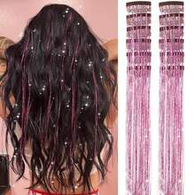 Hair Accessories Ribbons, 12-Pack, Colorful Shiny Hair Accessories, 20-Inch Hair Accessories For Women, Party Suits - Pink2 - 查看 1