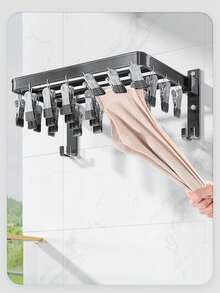 Foldable Aluminum Alloy Sock Drying Rack For Balcony And Laundry Rooms – Space-Saving Portable Clothes Drying Organizer With Multi-Clip Sock Hanger, Lightweight Frame, Easy-Collapse Design, Ideal For Small Apartments And Homes, Spring Cleaning, Summer Refresh, Fresh Air Drying, Indoor-Outdoor Use, Efficient Quick-Dry Laundry Corner Solution, Stress-Free Assembly, Sturdy Support, Rust-Resistant - Silver - View 5