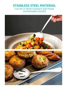 自助餐餐具套装 - 包括勺子和漏勺、4 件套不锈钢餐具、餐具套装，适用于家庭聚会、婚礼、生日、招待会和活动餐桌服务用品和日常使用 - 镜面抛光，8.66 英寸