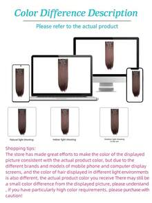 7pcs/Set 16" Clip-In Hair Extensions, Black Straight Hair, Natural Ombre, Heat Resistant Fiber, For Women - Multicolor - View 10