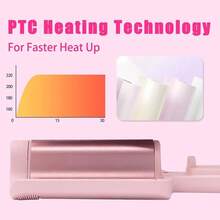 Curling Iron Hair Crimper Waver -Beach Waves Curling Wand, Ionic Deep Waver Hair Curler Tool With Ceramic 3 Barrel For Women, Dual Voltage, Anti-Scald, Easy To Use, Pink - 粉色 - 查看 8