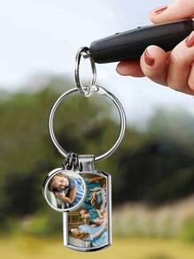 Personalised Keyring, Photo Keychain, Customized With Any Picture, Photo On Keyring, Keepsake Metal Key Ring With Giftbox
