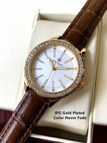 Pablo Raez 1 件 18K 金原创珠宝女士奢华水晶正装手表复古不锈钢 IPG 不褪色金色迷人腕表海滩配饰优雅全新设计女士石英表时尚白色表盘带钻石显示屏高品质女士流行腕表 - 銀色 - 查看 9