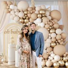 102 件气球拱门套装，含米色、杏色、蛋壳色和金属色气球，适合男孩、女孩、儿童、迎婴派对、性别揭晓、婚礼、生日、房间、派对装饰 - 彩色 - 查看 4