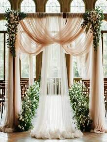 1pc Elegant Wedding Arch Curtain, 118in/236in/315in Sheer Chiffon Fabric - Ideal For Romantic Ceremony, Engagement, And Special Occasions, Polyester, No Power Needed, Wedding Decor Background Summer Birthday Gifts Beach Back To School School Supplies Room Decor - Multicolor - View 13