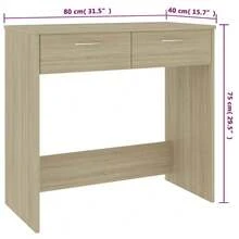 Larryhot Bureau Chêne Sonoma 80x40x75 cm Aggloméré, solide et durable, facile à assembler, beau, idéal pour la décoration de la maison et les cadeaux - Tabac - Voir 6