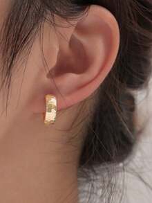 Send 1 Pair Of Minimalist Circular Earrings In A Random Color - Nhiều màu - Xem 5