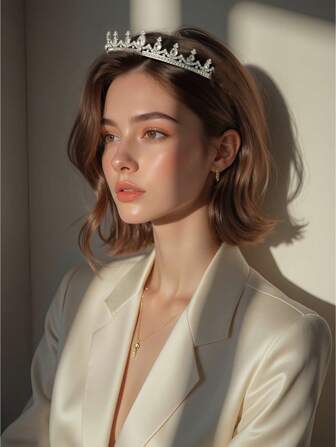 1 Stück Minimalistischer Strass Braut Krone, Geburtstags Königin Diadem Haarschmuck, modisches Haaraccessoire