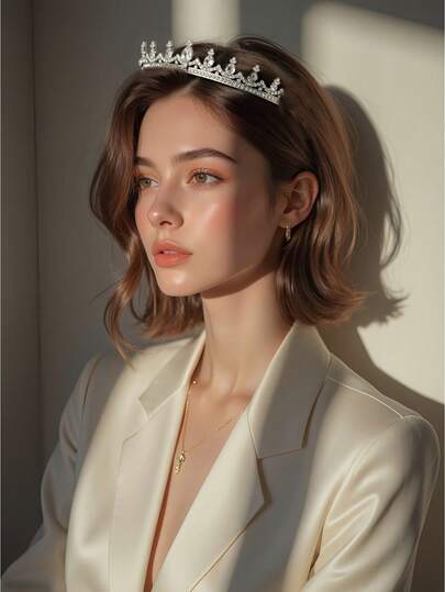 1pc Minimalist Crystal Wedding Bridal Crown, Birthday Queen Crown Accessory, Fashion Hair Decoration