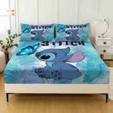 Disney Juego de sábanas de 3 piezas Disney - 1 sábana ajustable, 2 fundas de almohada (1*Sábana ajustable, 2*Fundas de almohada, Sin acolchado), Elegante, suave y cómoda, adecuada para dormitorios familiares, habitaciones de invitados, uso universal en todas las estaciones