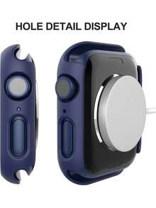 Miếng dán màn hình cường lực - Ốp bảo vệ toàn thân bằng nhựa PC cứng, siêu mỏng, độ phân giải cao, tương thích với Apple Watch Series Ultra/SE/11/10/9/8/7/6/5/4/3/2/1, phù hợp với kích thước 38/40/41/42/44/45/46/49mm, phụ kiện ốp bảo vệ đồng hồ thông minh, màu xanh dương đậm. - Màu xanh nửa đêm - Xem 7