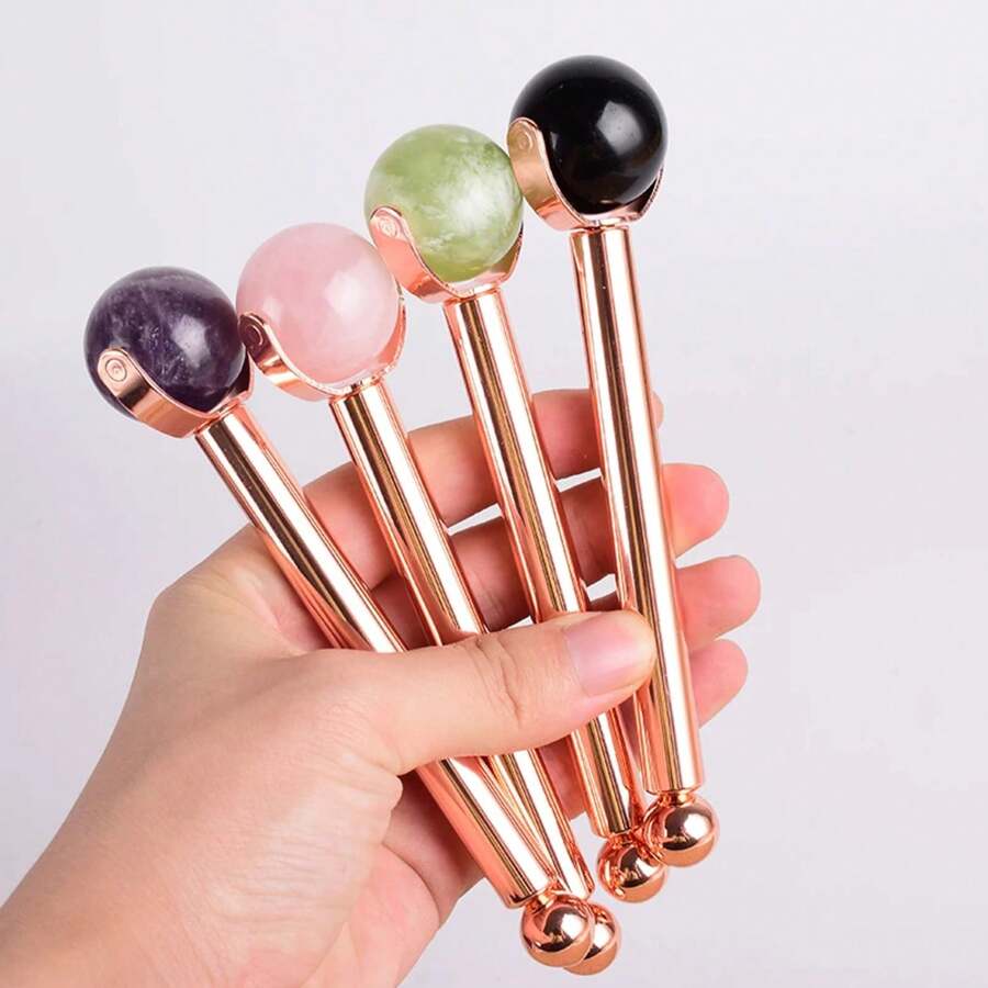 Natural Stone Care Massage Roller Stainless Steel Wand Care Eye Massager Interchangeable Roller