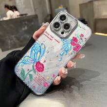 Funda para teléfono 1PC 16/15/14/13/12/11 Pro Plus Nuevo 2025 Patrón de moda Textura galvanizada Teléfono móvil con láser IMD, equipado con película de lente, teléfono móvil híbrido clásico antigolpes - Colores mixtos 1 - Ver 8