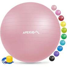 APEXUP - Pelota para yoga y pilates, antideslizante, resistente, para ejercicios de fitness, equilibrio y core - Rosa - Ver 13