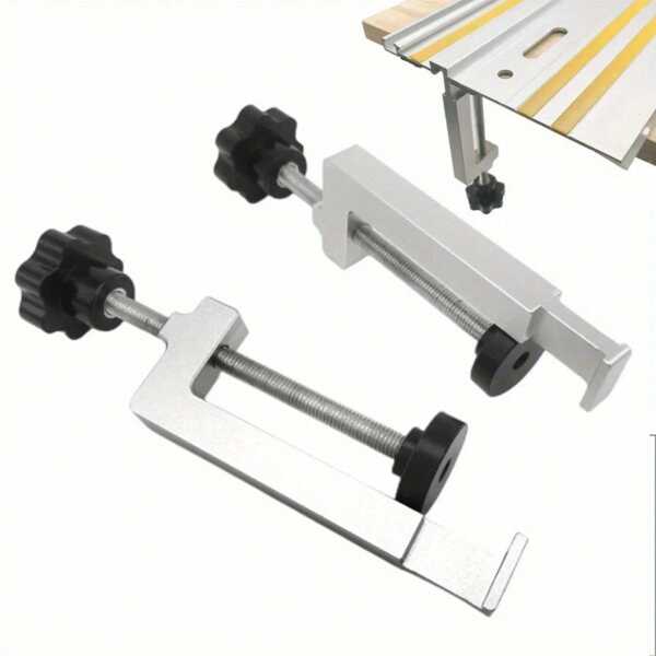 2Pcs Table Clamp Universal Fence / T-Slot / Table Saw Guide Rail Clamps - Aluminum Alloy Fixed Clamp For Workbench Woodworking Tools
